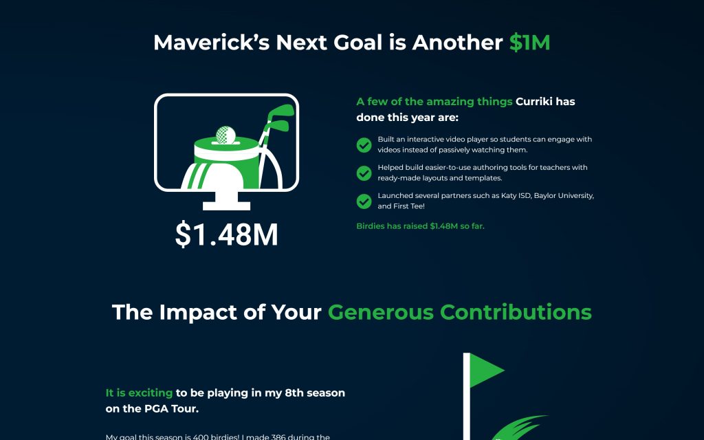 Birdies for Education: fundraising goal and impact counters