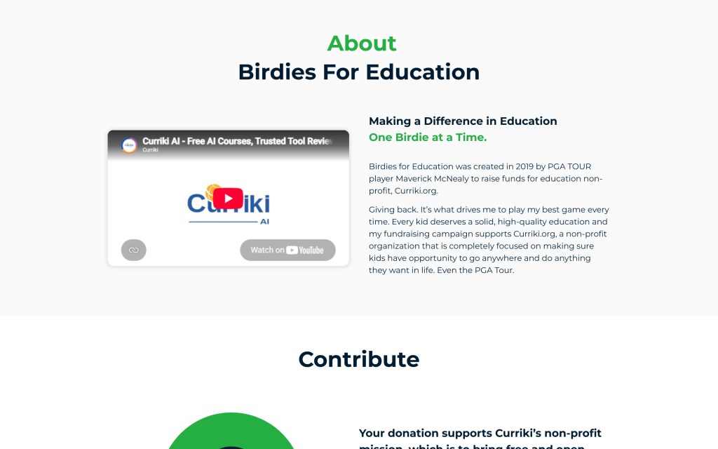 Birdies for Education: "About Birdies For Education" section